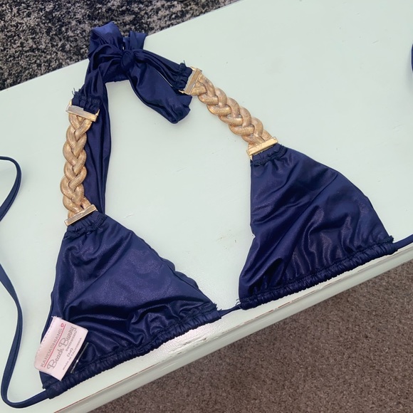Beach Bunny Calypso Navy Braided chain Bikini top - Picture 3 of 7